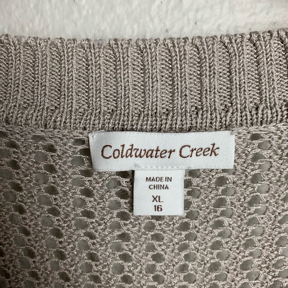 COLDWATER CREEK beige Sweater SZ XL open Knit drop-sleeve scoop neck Ramie boho - Picture 7 of 13